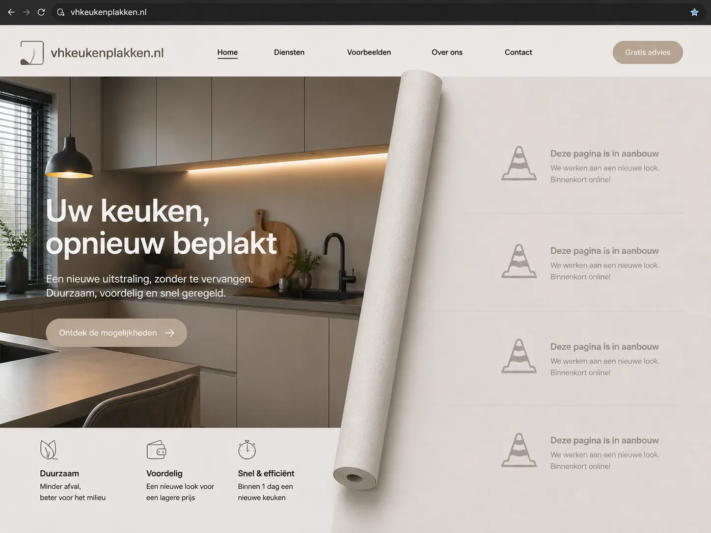 vhkeukenplakken.nl website in aanbouw